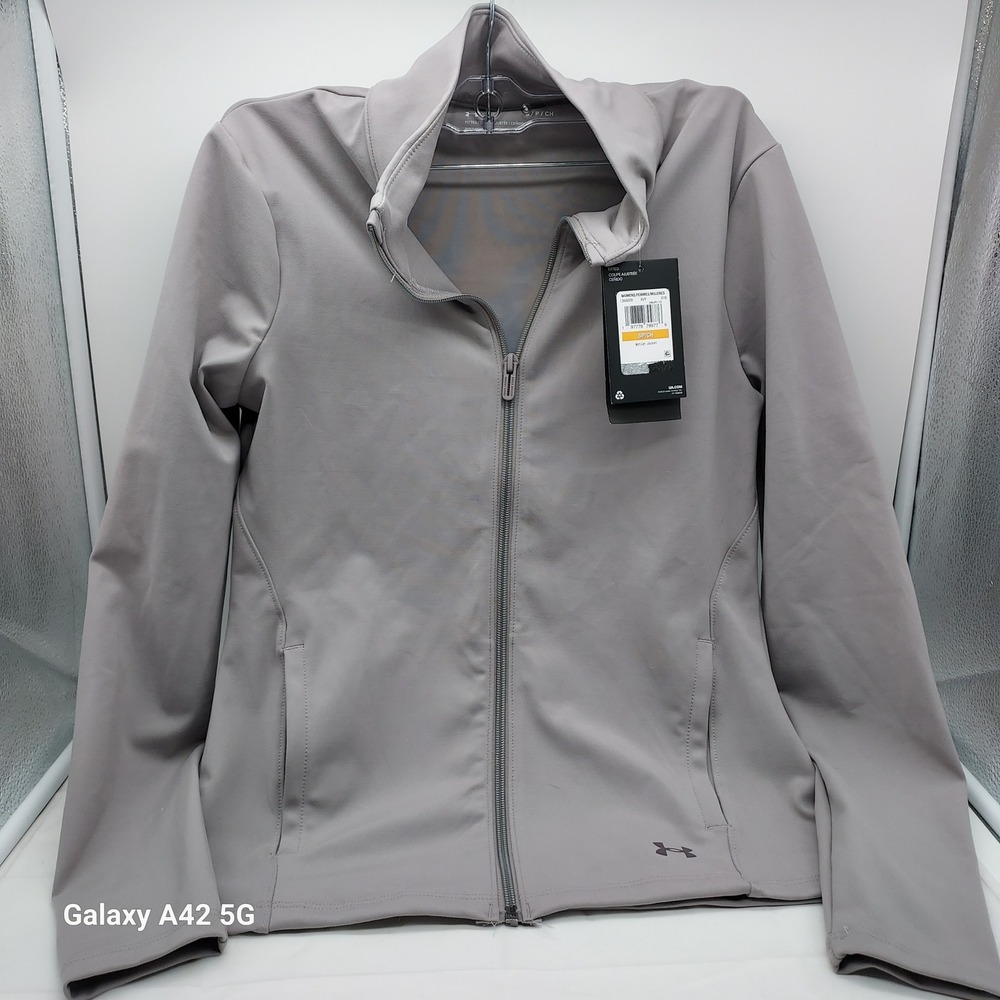 Under Armour Womens Motion Jacket Gray Full Zip Fitted Athletic Top 1366028 S
